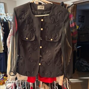 Elegant Black Sheer Women's Blazer by